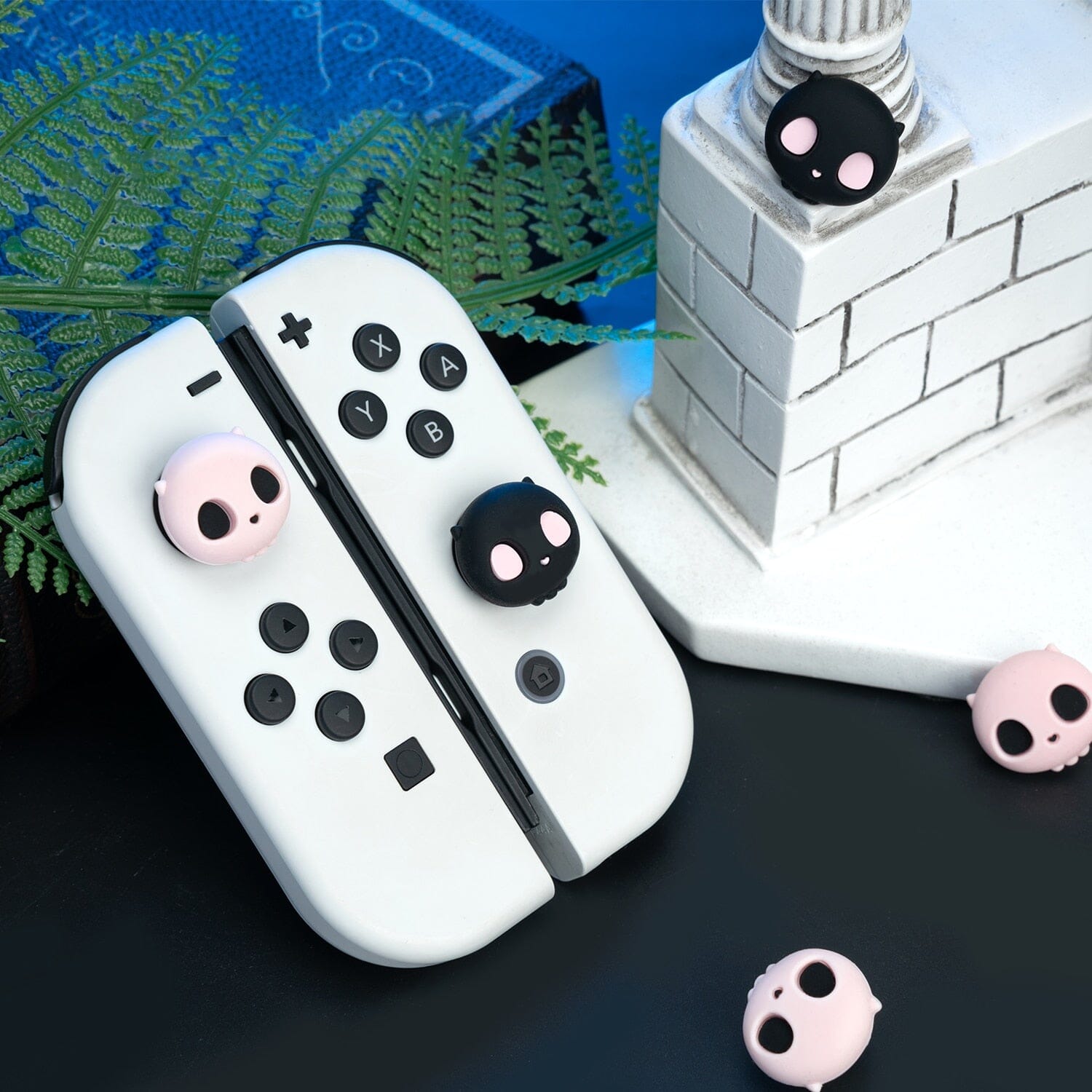 4pcs Goth Skull Joy Con Thumb Grips Joystick Caps Soft Silicone Covers Button For Nintendo Switch Oled Switch Lite Controller 0 GatoGeek 