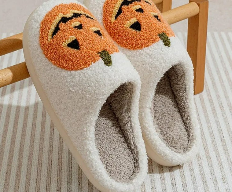 ASIFN NEW Pumpkin Halloween Slippers Women Men Soft Plush Cozy Indoor Fuzzy Winter Home Footwear House Shoes Fashion for Gift GatoGeek 