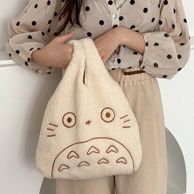 Bolsa com Rosto do Totoro Estúdio Ghibli Macio como uma nuvem Bolsas e Mochilas Escala GatoGeek Bege 