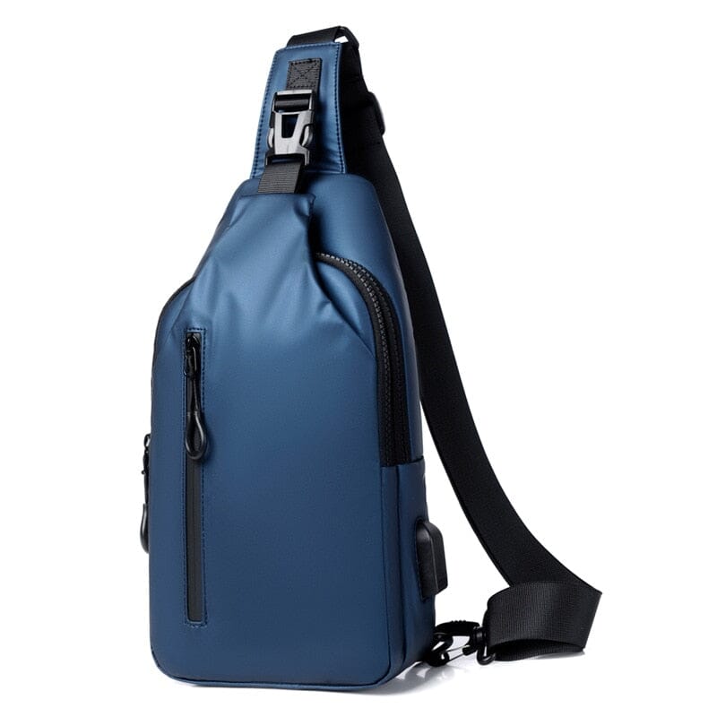 Bolsa de Peito Masculina de Nylon com Carregador e Aprova D'água Bolsas e Mochilas GatoGeek Azul 