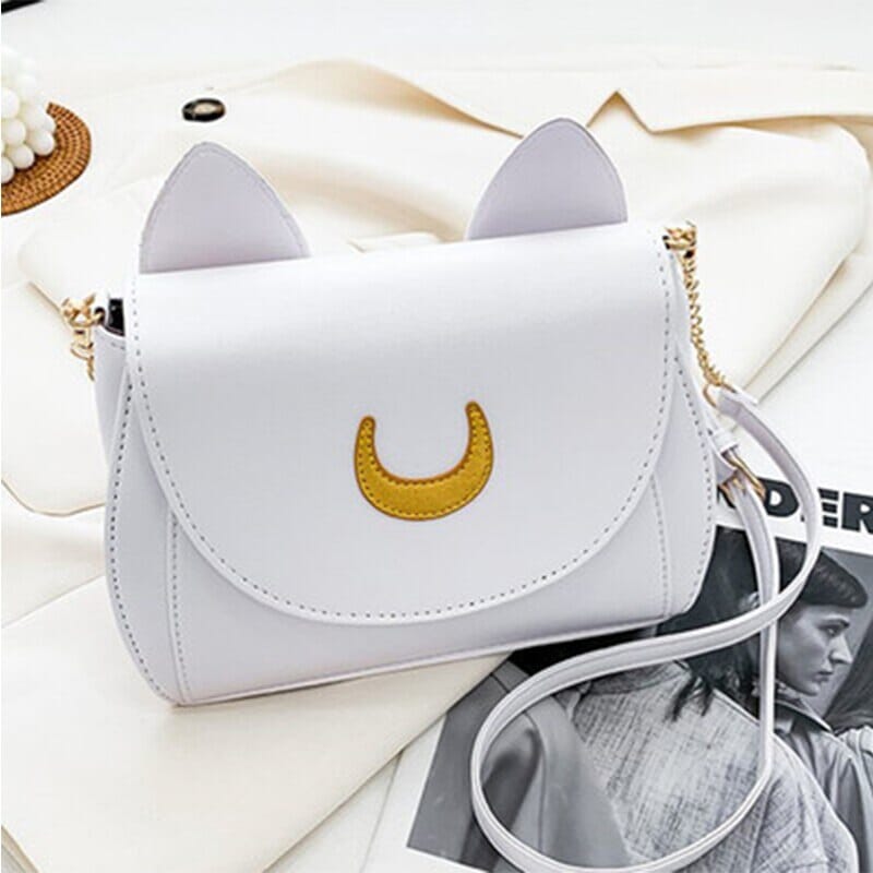 Bolsa Gata Lua de Sailor Moon Bolsas e Mochilas GatoGeek Branco 