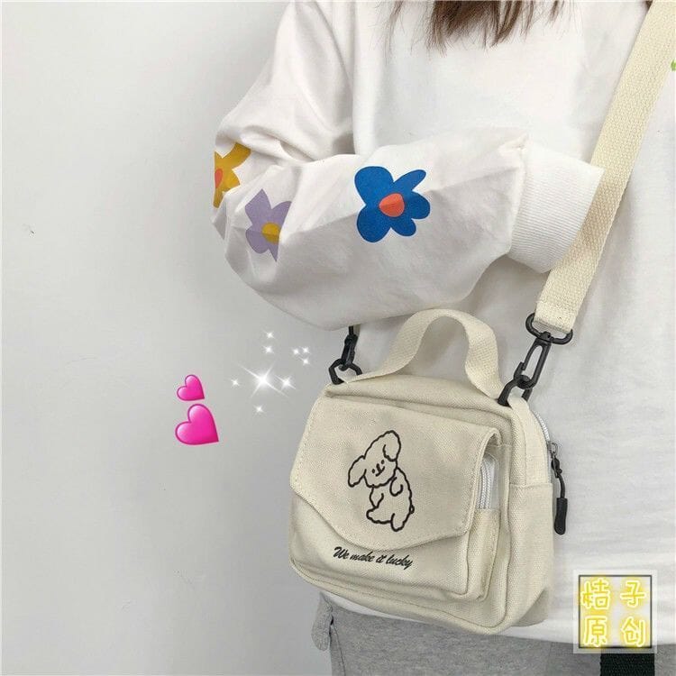 Bolsa Transversal Kawaii Cute Dog Bolsas e Mochilas Escala GatoGeek Branco 