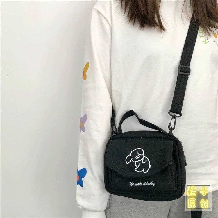 Bolsa Transversal Kawaii Cute Dog Bolsas e Mochilas Escala GatoGeek Preto 