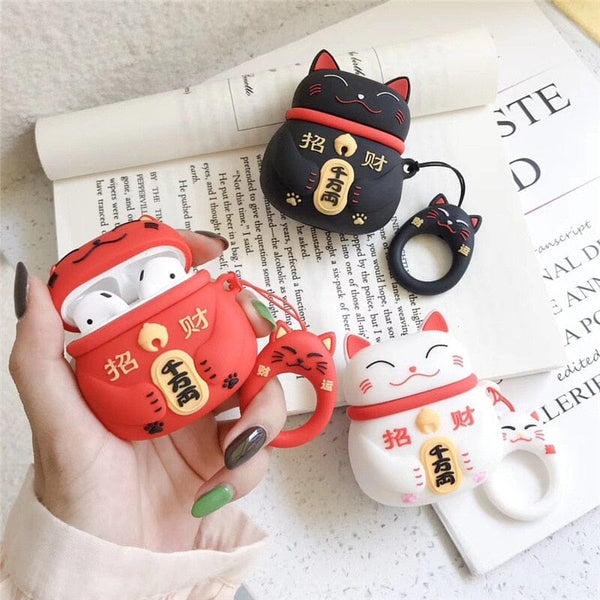 Case Protetora AirPods Gatos Manekineko fone GatoGeek 