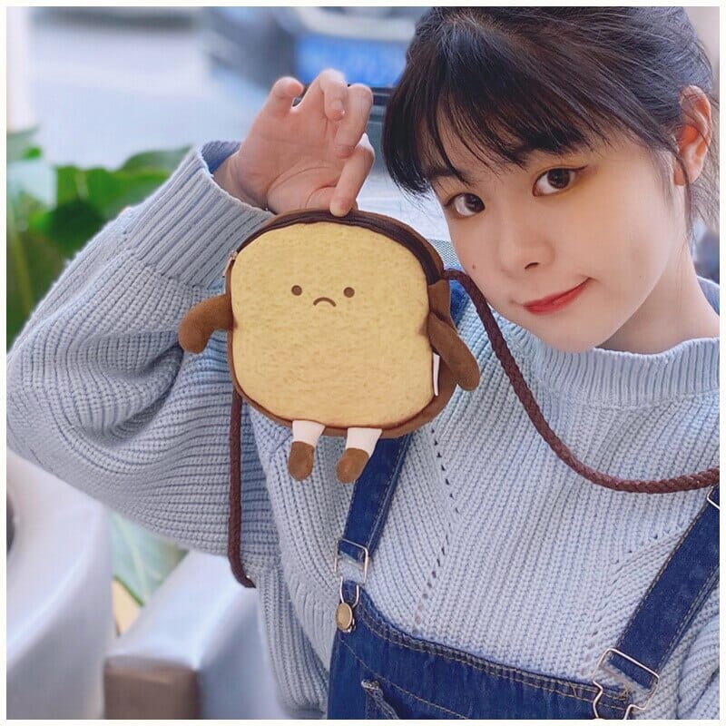 Creative Bread Toast Plush Shoulder Bag Girls Coin Purse Card Holder Female Casual Cute Cartoon Handbags Storage Crossbody Tote 0 GatoGeek 