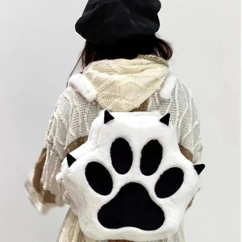 Cute Cat Claw Bag Backpack Large Capacity Women Plush Crossbody Bag Girl Cartoon Kawaii Fluffy Storage Shoulder School Bags Gift GatoGeek 