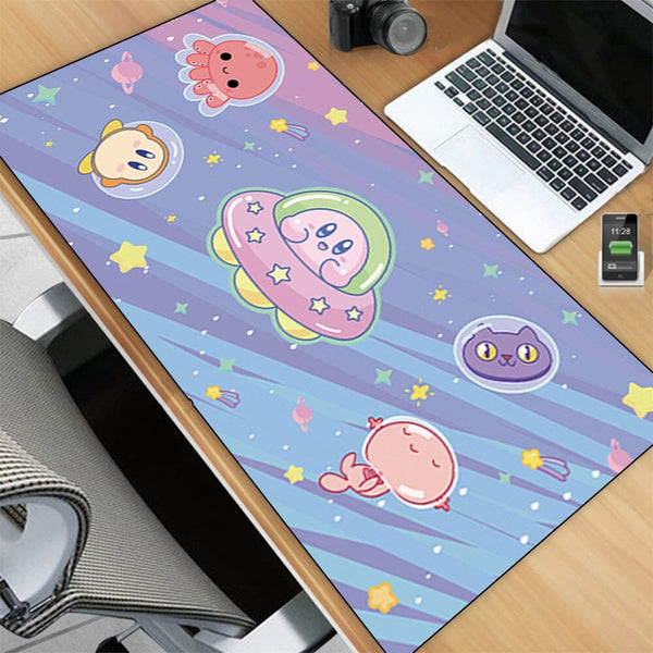 Deskpad Kawaii Kirby Espacial 70cm x 30cm Mouse Pad, Desk Pad GatoGeek 
