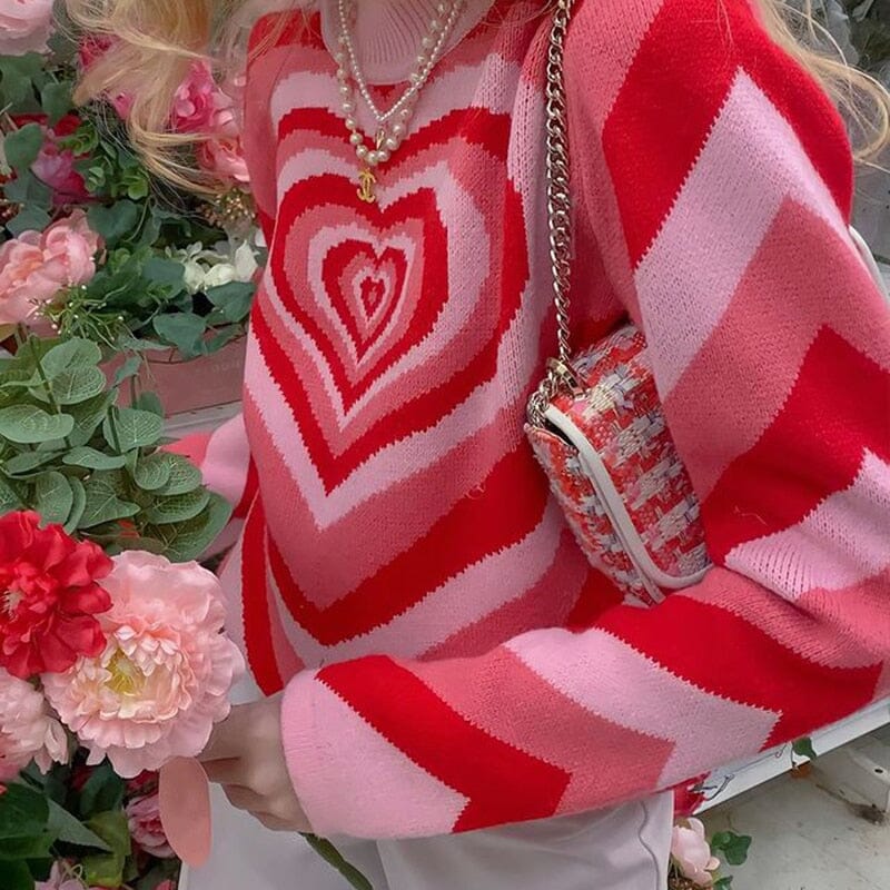 Dourbesty Knitting Sweaters 90s Vintage Heart Print Long Sleeve Pullovers Y2K Aesthetic Jumpers Women Autumn Winter Knitwear 0 GatoGeek 