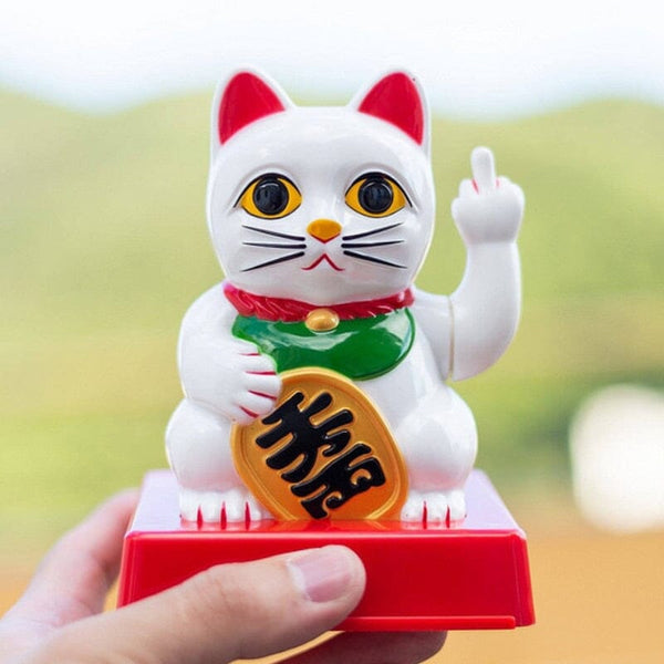 Estatua Engraçada Gato Manekineko Dedo do Meio Bonecos GatoGeek 