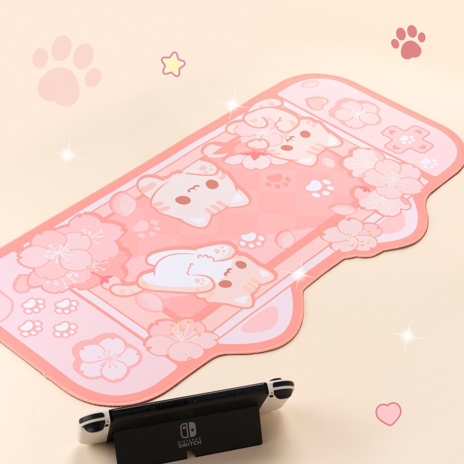 Extra Large Kawaii Gaming Mouse Pad Cute Pastel Pink Sakura Cat XXL Big Desk Mat Water Proof Nonslip Laptop Desk Accessories 0 GatoGeek 