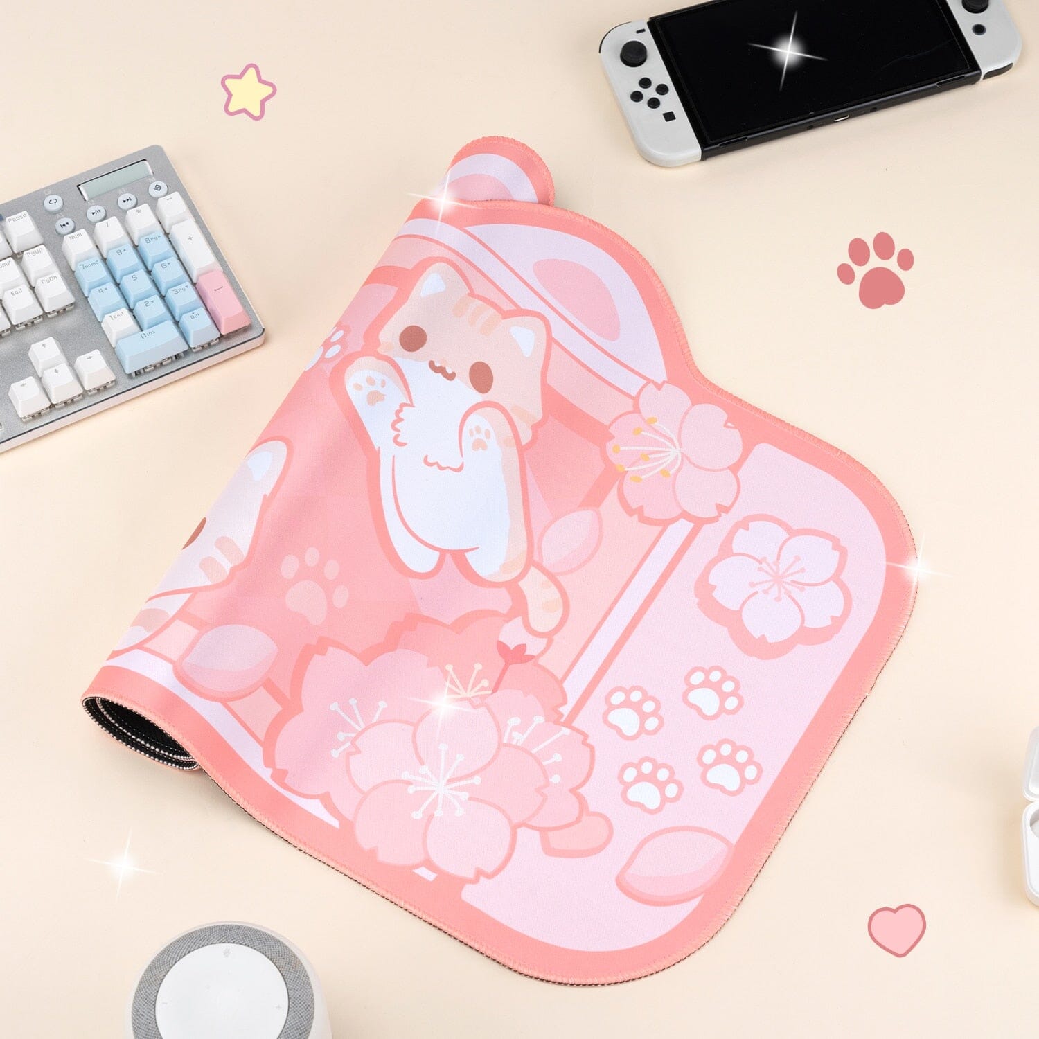 Extra Large Kawaii Gaming Mouse Pad Cute Pastel Pink Sakura Cat XXL Big Desk Mat Water Proof Nonslip Laptop Desk Accessories 0 GatoGeek 
