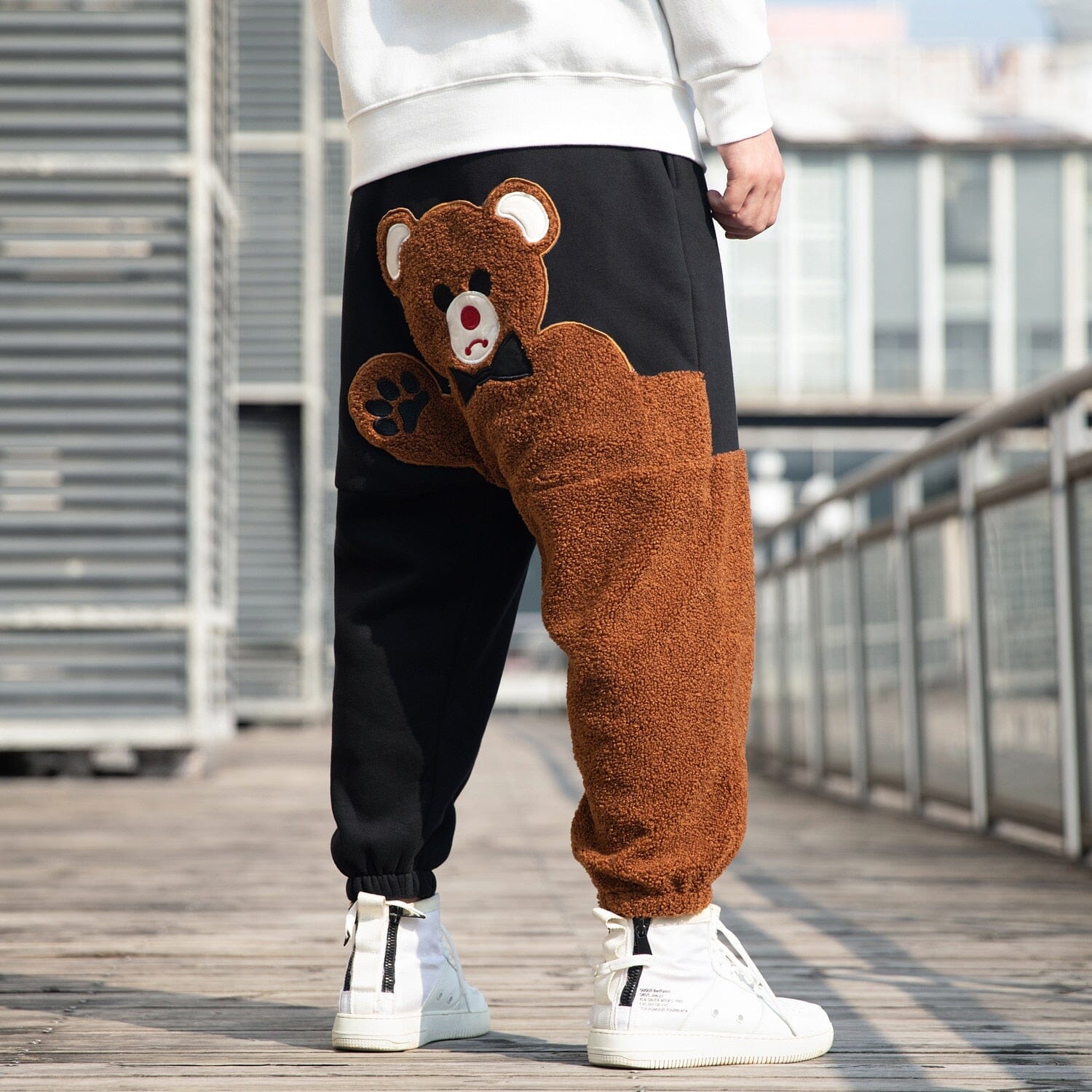 Fashion Bear Cartoon Pattern Fleece Casual Pants Autumn Winter Loose Plus Size Hip Hop Jogging Pants Streetwear Men Clothing 0 GatoGeek 