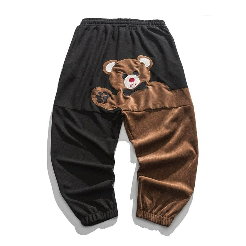 Fashion Bear Cartoon Pattern Fleece Casual Pants Autumn Winter Loose Plus Size Hip Hop Jogging Pants Streetwear Men Clothing 0 GatoGeek Regular Black XXXL 