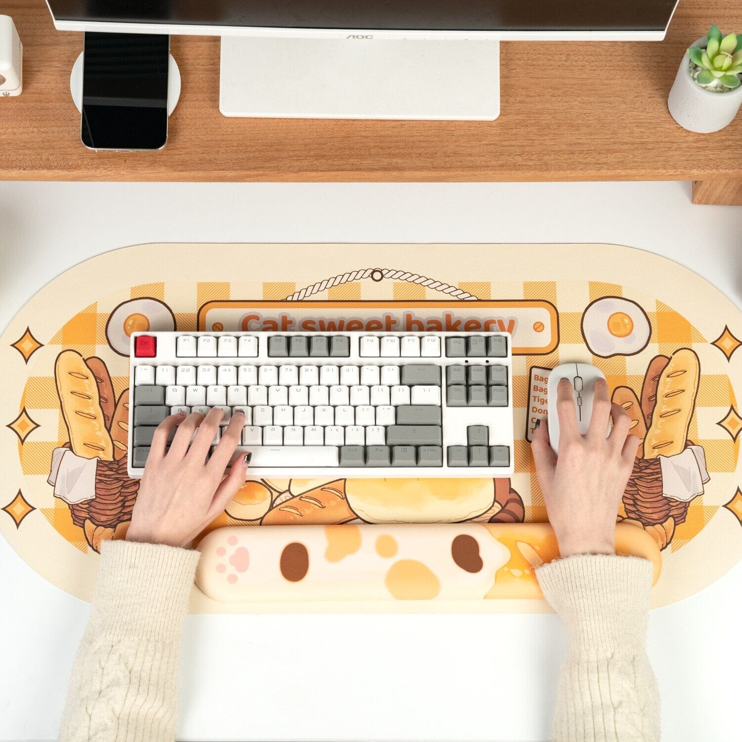 GeekShare Computer Mouse Pad Keyboard Wrist Rest Cat Bakery Super Cute Big Desk Mousepad Office Table Mat Gaming Accessories New 0 GatoGeek 