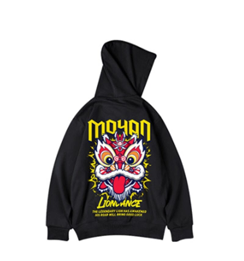 Good Luck Lion Dance Print Men Hoodies Casual Funny Fleece Loose Sweatshirts Oversized High Street Y2K Pullover Hoodie Clothes 0 GatoGeek 