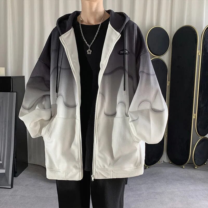 Gradient Men's Loose Korean Cardigan Sweatershirt Autumn Winter Fried Street Hooded Baseball Suit Coat Fashion Hoodie Men GatoGeek 