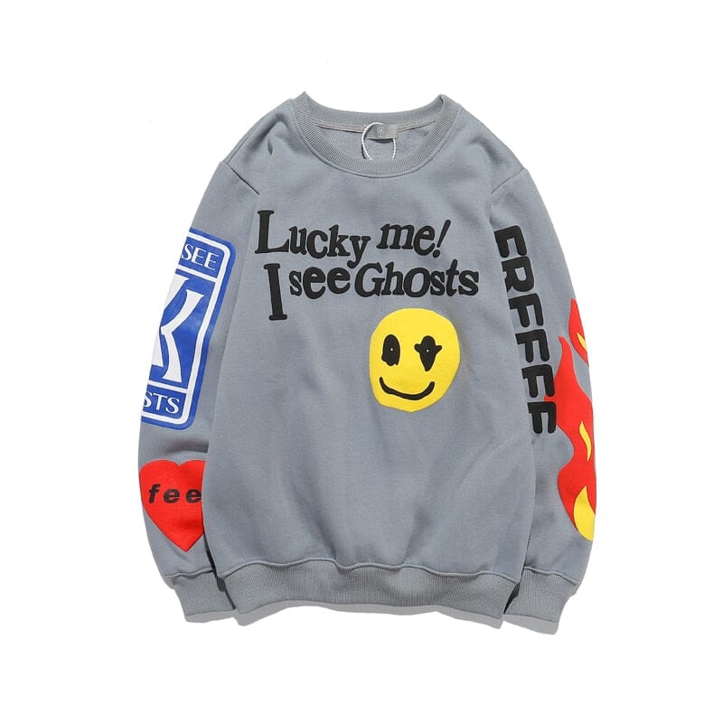 Harajuku Retro Smiley Flame Print Round Neck Sweatshirts Men and Women Plus Velvet Streetwear Fleece Hoodie Pullover 0 GatoGeek 