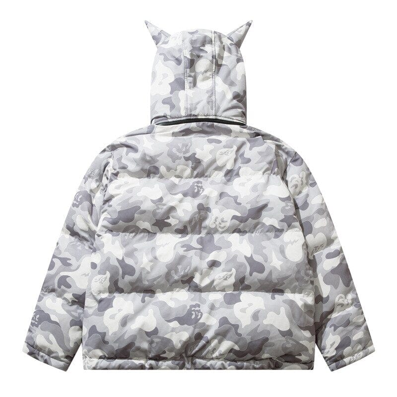 HipHop Removable Hood Jacket Parkas Streetwear Camouflage Devil Horn Thicken Warm Padded Coats Harajuku Cotton Puffer Jackets 0 GatoGeek 