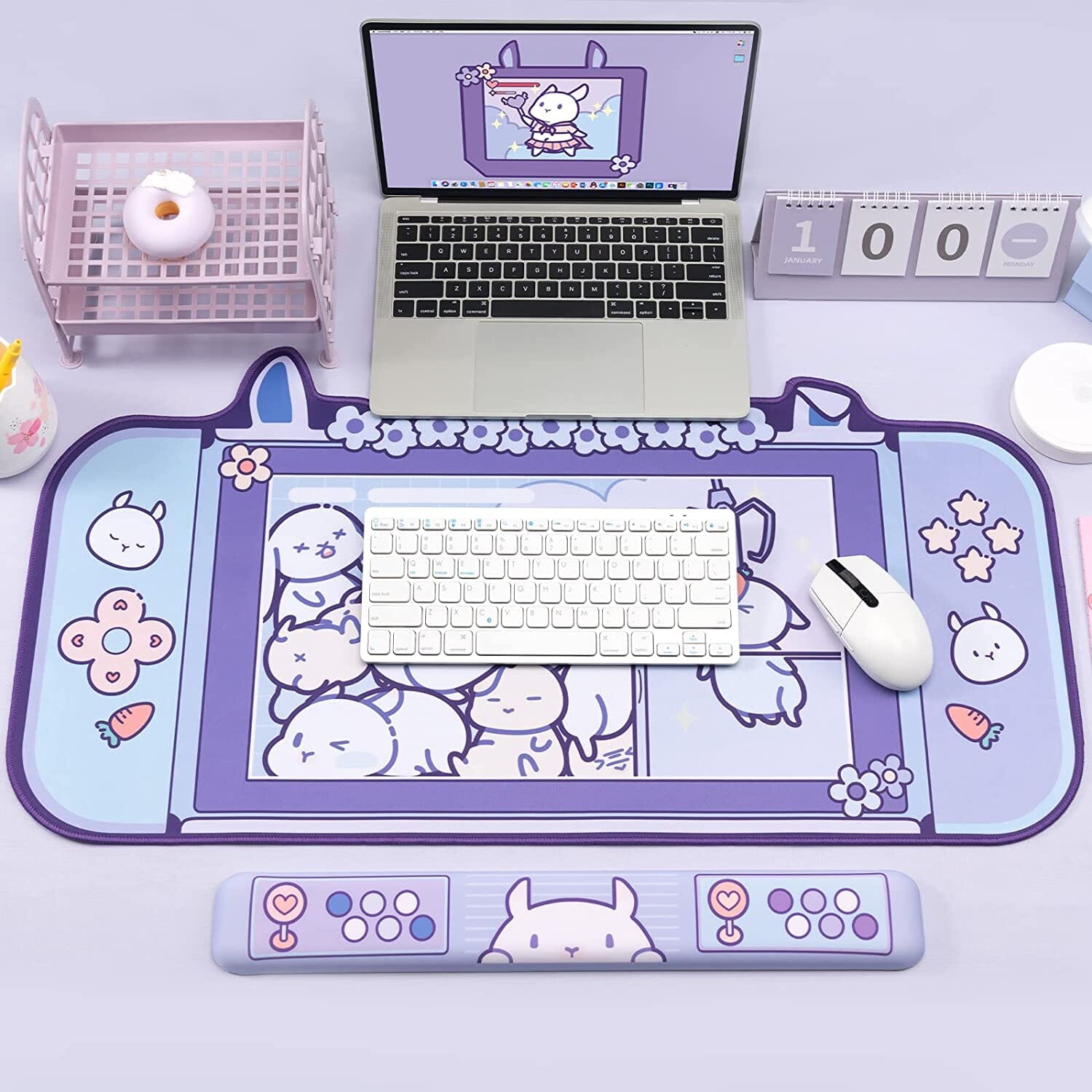 Kawaii Rabbit Trap Gaming Mouse Pad 44cm*80cm Super Cute Thickened Office Computer Big Mouse Pad Keyboard pad Wrist Rest Girl 0 GatoGeek 