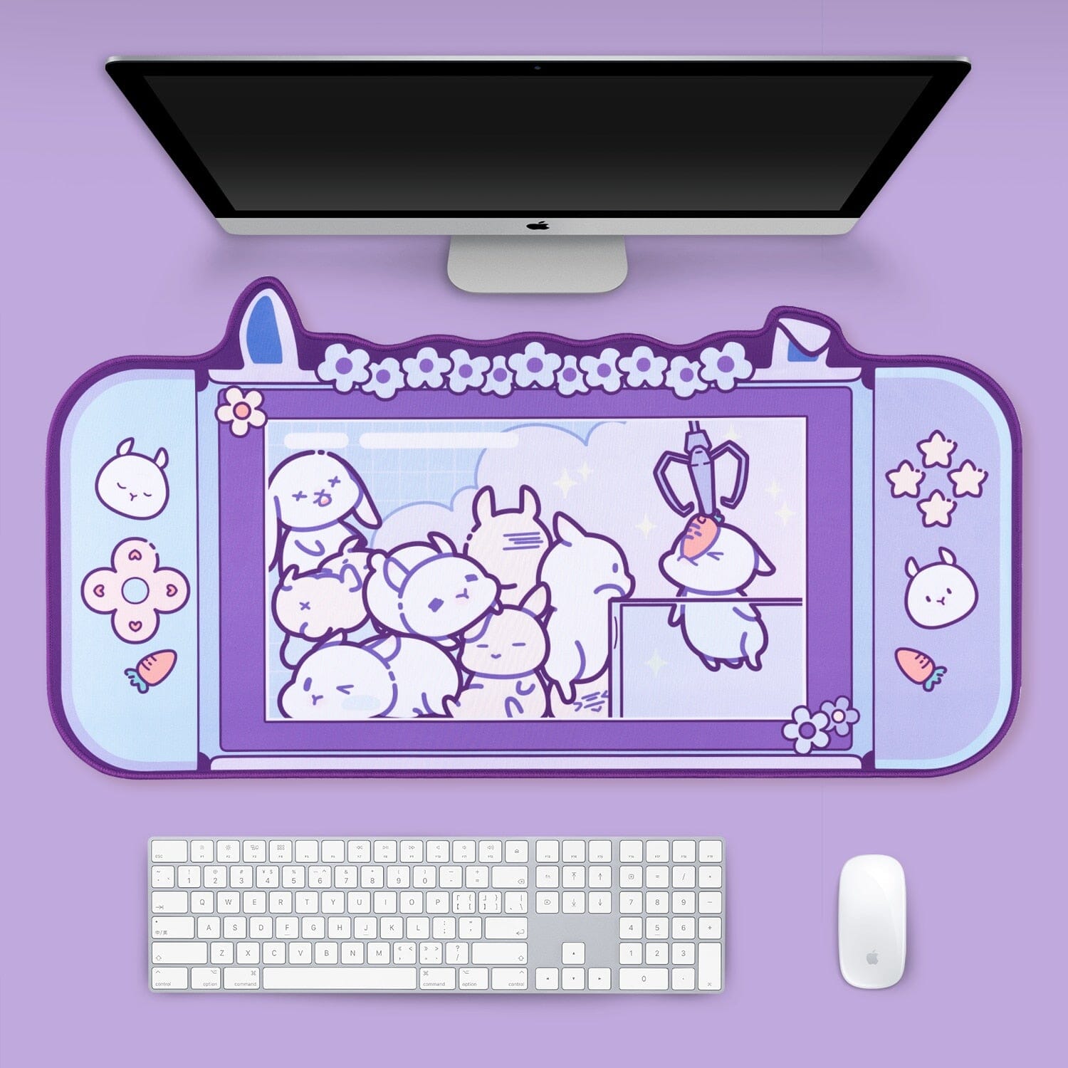 Kawaii Rabbit Trap Gaming Mouse Pad 44cm*80cm Super Cute Thickened Office Computer Big Mouse Pad Keyboard pad Wrist Rest Girl 0 GatoGeek Rabbit big mouse pad 