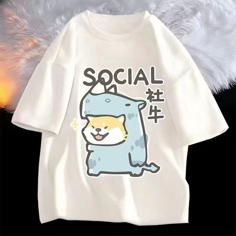 Kpop Cartoon Anime T-shirt Printing Design Short Sleeved T Shirt Men Loose Fashion Top Tees Y2k Tops Harajuku Aesthetic Clothing 0 GatoGeek white1 M 