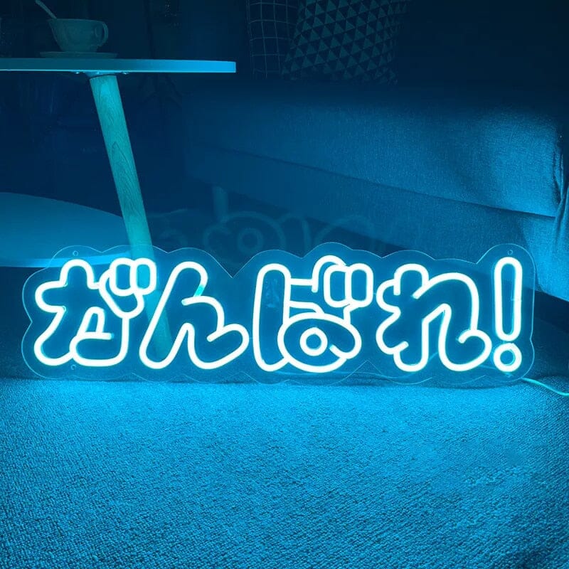 Led Neon Escritas Japonesas Led Néon GatoGeek Azul Gelo 