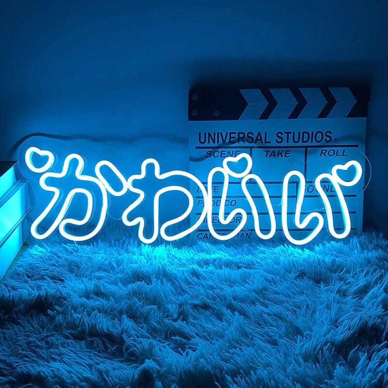 Led Neon Letras Japonesas Escrita "Kawaii" Led Néon GatoGeek Ice Blue 