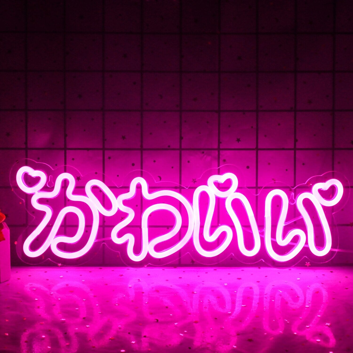 Led Neon Letras Japonesas Escrita "Kawaii" Led Néon GatoGeek Pink 