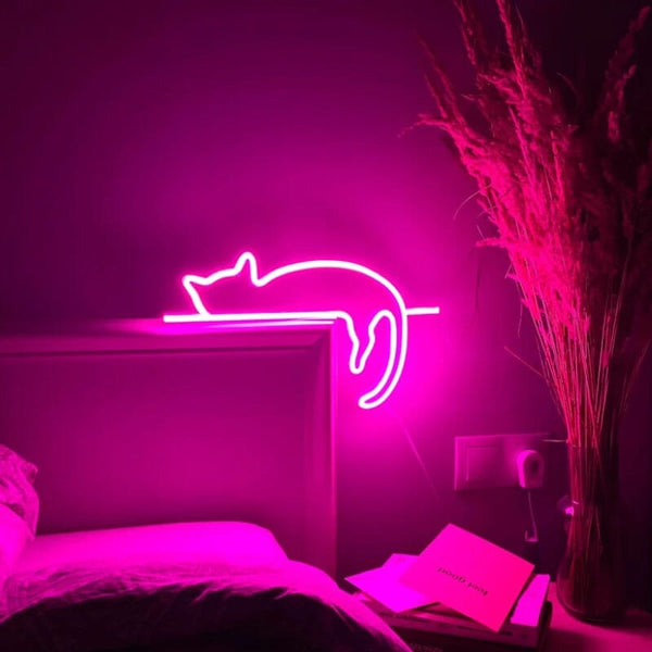 Led Neon Pink Lazy Cat Setup Led Néon GatoGeek 