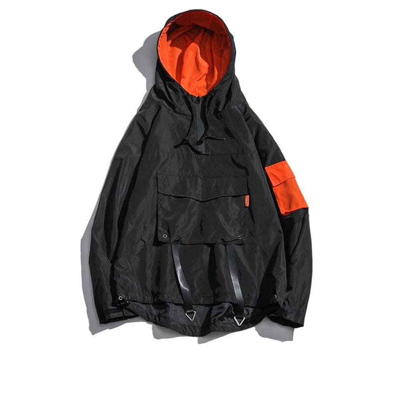 Men Jackets Coats Streetwear Techwear Hooded Waterproof Windbreaker Casual Outwear Hip Hop Multi-pocket Japanese Overcoat 0 GatoGeek Black S 