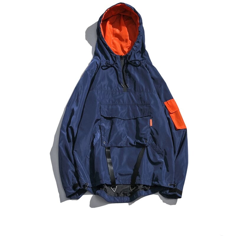 Men Jackets Coats Streetwear Techwear Hooded Waterproof Windbreaker Casual Outwear Hip Hop Multi-pocket Japanese Overcoat 0 GatoGeek Navy Blue S 