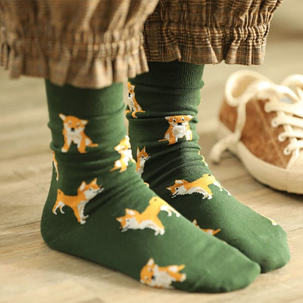 New Fashion Women Cute Pet Shiba Inu Crew Socks Kawaii Lovely Female Girls Puppy Dog Animals Combed Cotton Short Sock 0 GatoGeek 