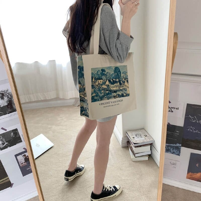 Poetry Lifest Van Gogh clouds Classic Thick Cotton Canvas Bag Popular Style Zipper Single Shoulder Shopping Tote bag 0 GatoGeek 