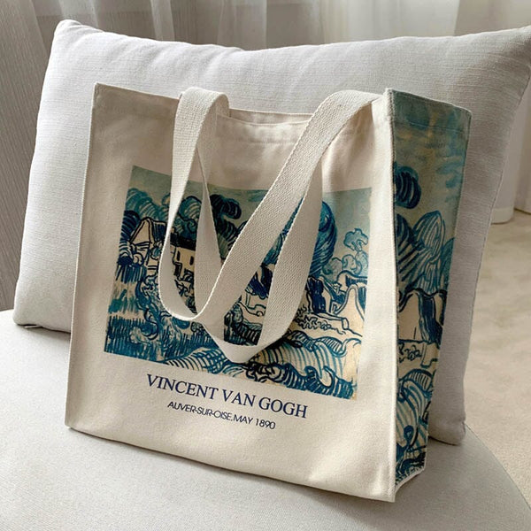 Poetry Lifest Van Gogh clouds Classic Thick Cotton Canvas Bag Popular Style Zipper Single Shoulder Shopping Tote bag 0 GatoGeek 