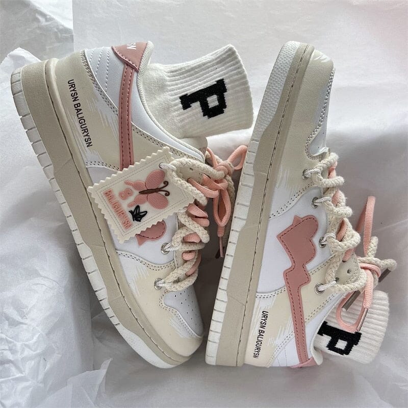 SHANPA Kawaii Butterfly Stamp Print Pink Shoes for Women All-match Leisure Student Sneakers Zapatillas Mujer 0 GatoGeek 