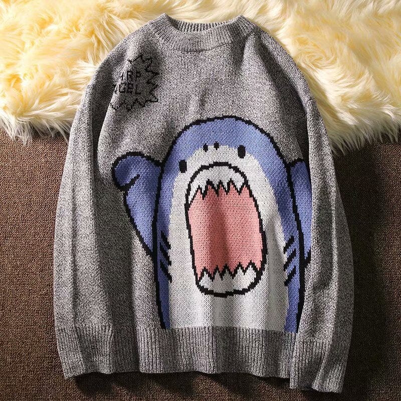 Sueter Kawaii Baby Shark Suéter GatoGeek Cinza P 