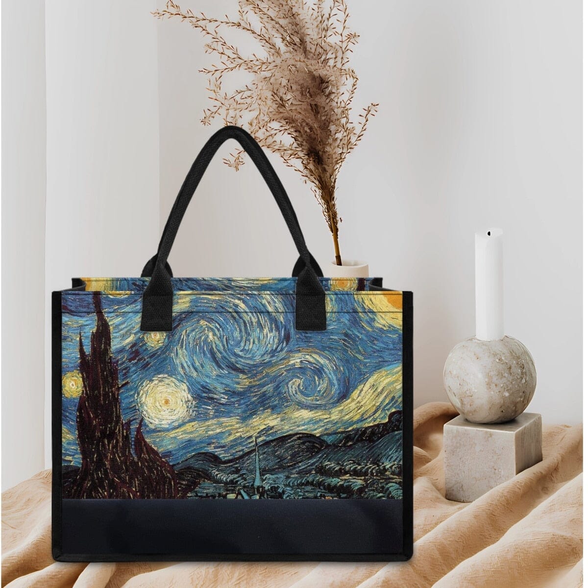 Van Gogh Starry Night Oil Painting Designer Tote Bag for Women Travel Party Beach Canvas Bag Halloween Christmas Gift Handbags 0 GatoGeek 