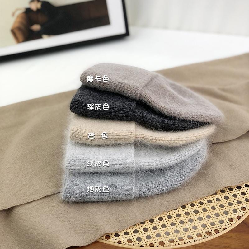 Winter Angora Rabbit Keep Warm Knitting Solid Cap Leisure Lady Skullies Beanies Cap Men Women Cool Hat 0 GatoGeek 