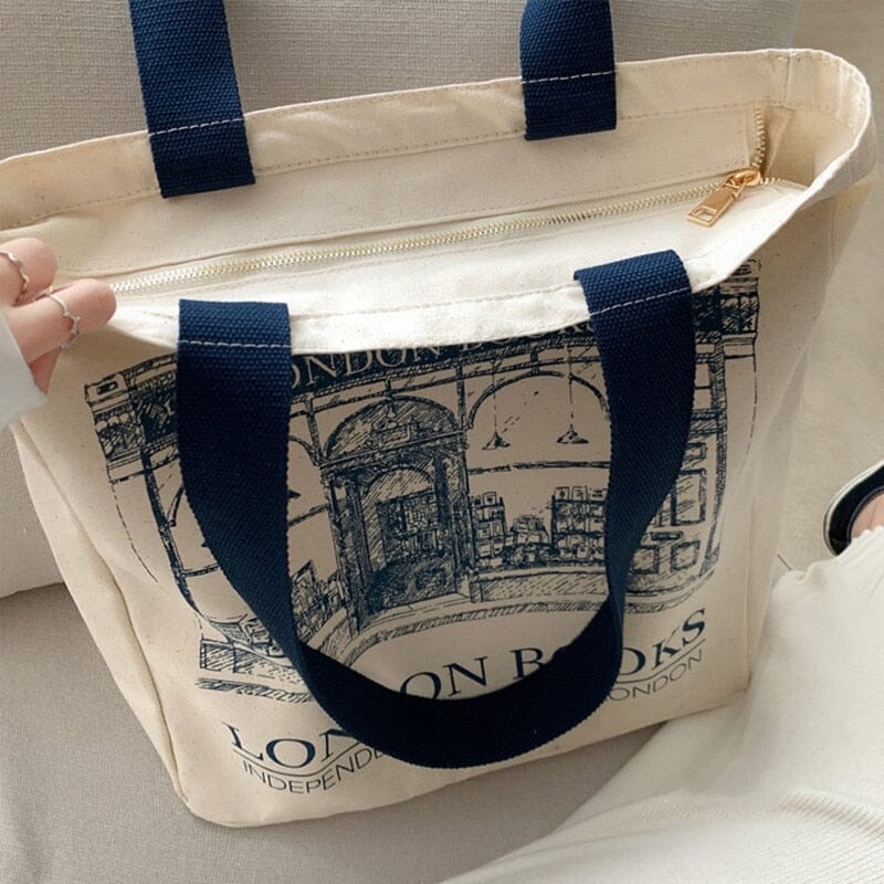 Women Canvas Shoulder Bag London Books Print Ladies Casual Handbag Tote Bag Reusable Large Capacity Cotton Shopping Beach Bag 0 GatoGeek 