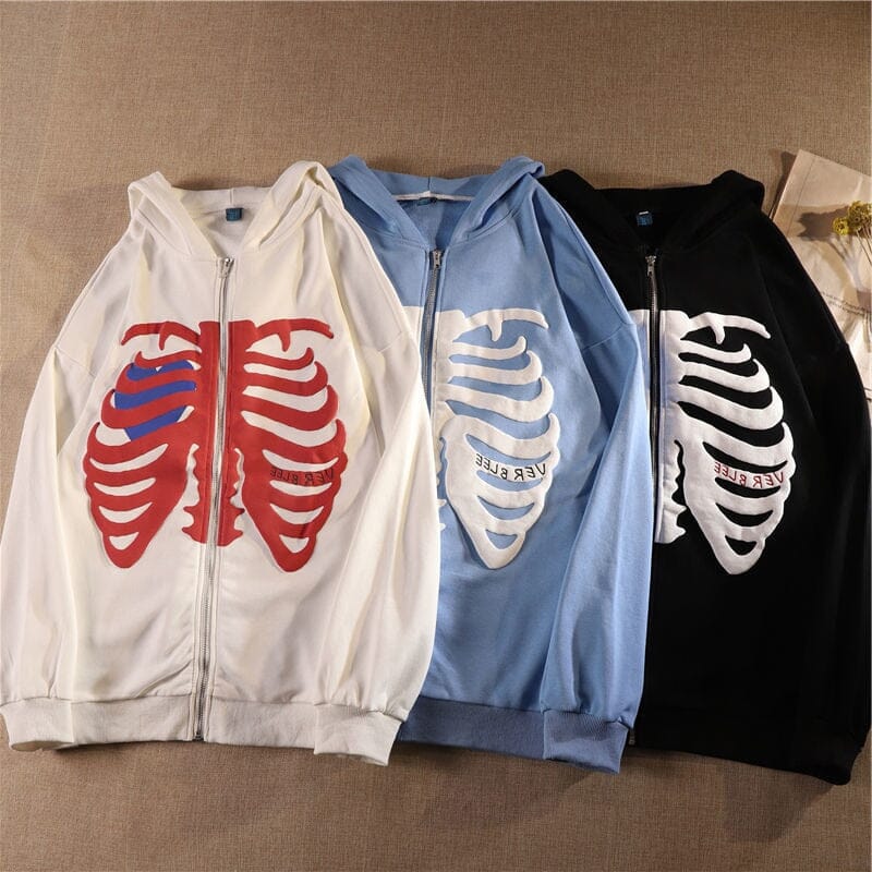 Y2K Skeleton Hoodies Women 2023 Vrouwen Gothic Zwart Zip Up Oversized Sweatshirt Dames Retro Harajuku Capuchon Streetwear Tops 0 GatoGeek 