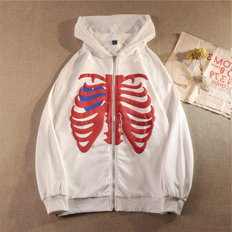 Y2K Skeleton Hoodies Women 2023 Vrouwen Gothic Zwart Zip Up Oversized Sweatshirt Dames Retro Harajuku Capuchon Streetwear Tops 0 GatoGeek 