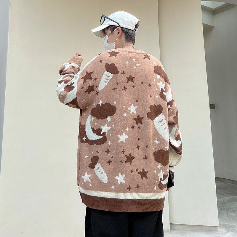 ZAZOMDE Autumn Cartoon Knit Sweater Male Winter Loose Fashion Casual Pullover Hip Hop Patchwork Sweaters Couple Knitted Sweaters 0 GatoGeek 